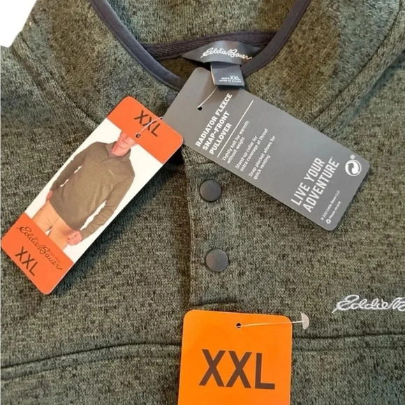 NWT Eddie Bauer Radiator Fleece Snap Front Pull over Men's Heather Green Sz XXL - Picture 10 of 14